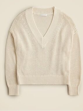 J.Crew Relaxed V-Neck Sweater 100% Cotton Size L NWT